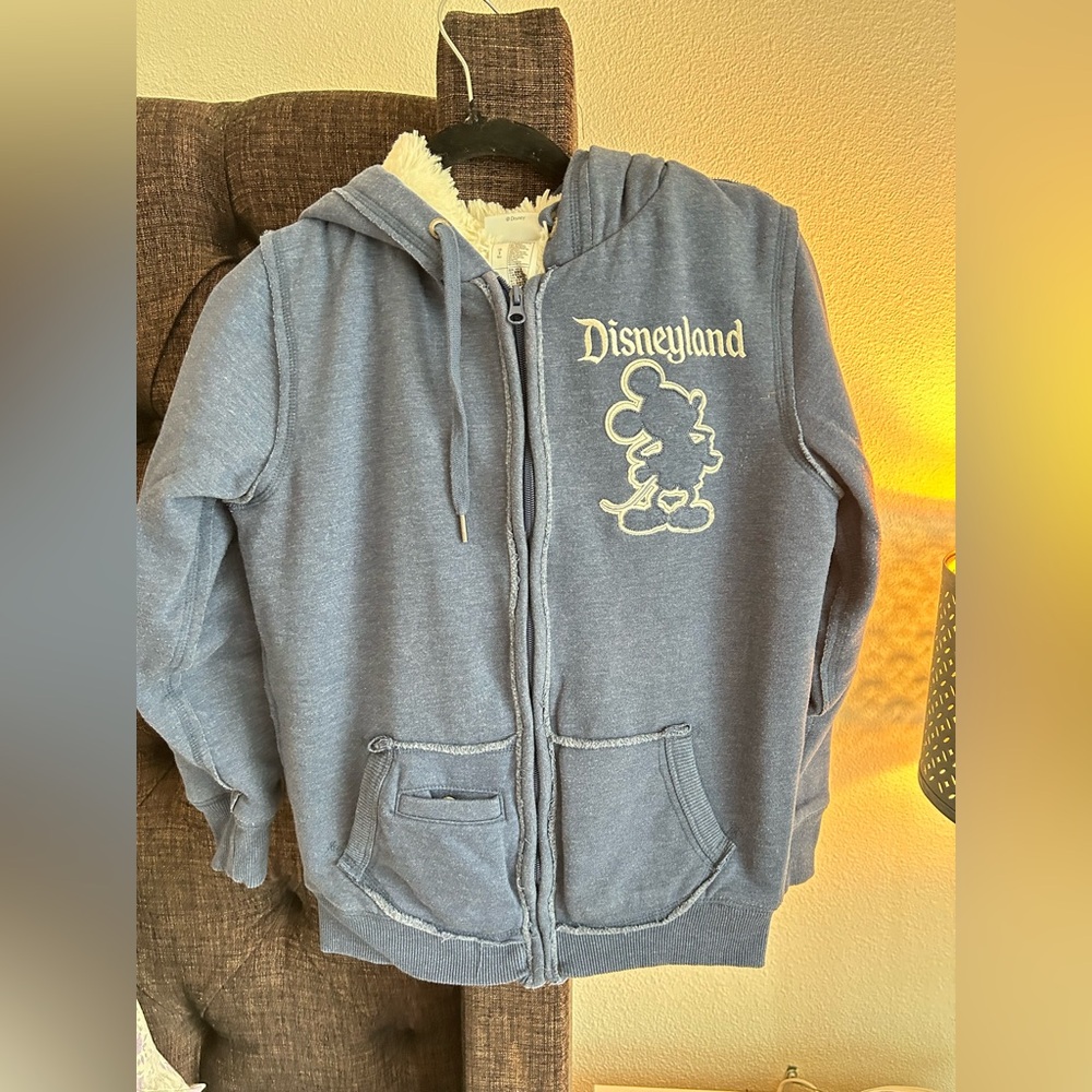 Disneyland Blue Zip-Up Hoodie with Furry Inside